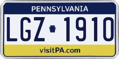 PA license plate LGZ1910