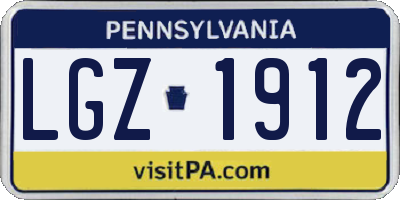 PA license plate LGZ1912