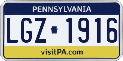 PA license plate LGZ1916