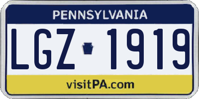 PA license plate LGZ1919