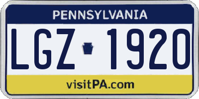 PA license plate LGZ1920