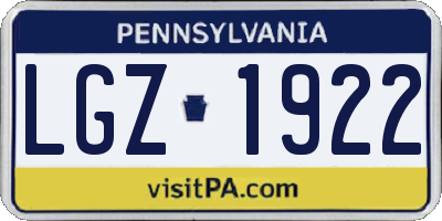 PA license plate LGZ1922
