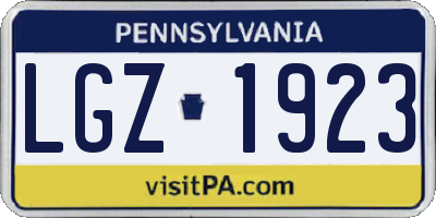 PA license plate LGZ1923