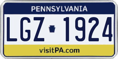 PA license plate LGZ1924