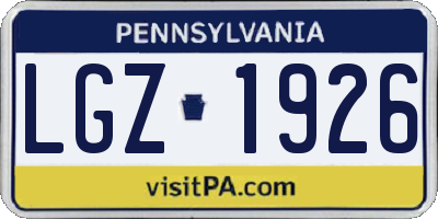 PA license plate LGZ1926