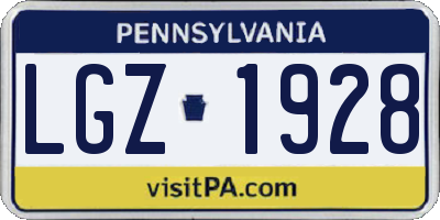 PA license plate LGZ1928