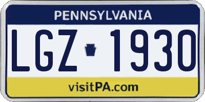 PA license plate LGZ1930