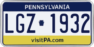 PA license plate LGZ1932