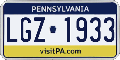 PA license plate LGZ1933