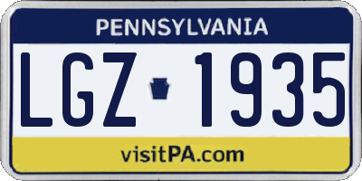 PA license plate LGZ1935