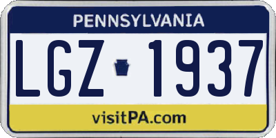 PA license plate LGZ1937