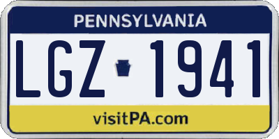 PA license plate LGZ1941