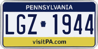 PA license plate LGZ1944