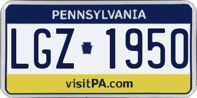 PA license plate LGZ1950