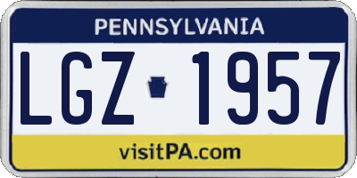 PA license plate LGZ1957
