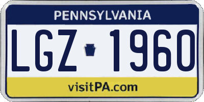 PA license plate LGZ1960