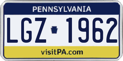 PA license plate LGZ1962