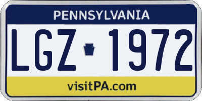 PA license plate LGZ1972