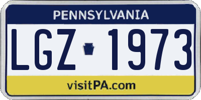 PA license plate LGZ1973