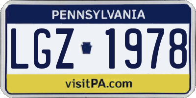 PA license plate LGZ1978