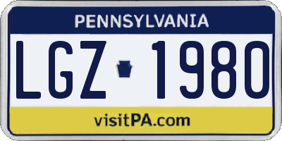 PA license plate LGZ1980