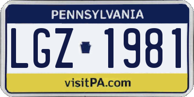 PA license plate LGZ1981