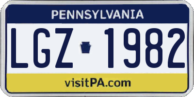 PA license plate LGZ1982