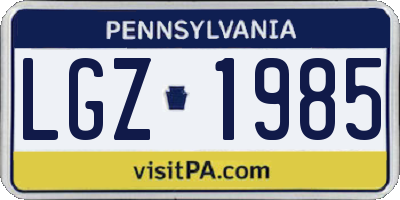 PA license plate LGZ1985