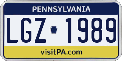 PA license plate LGZ1989