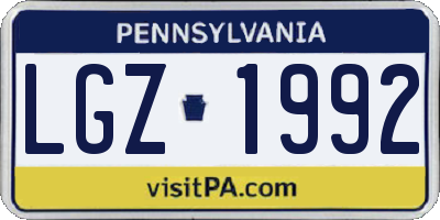 PA license plate LGZ1992