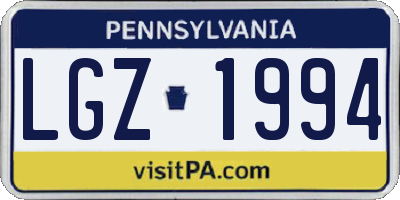 PA license plate LGZ1994
