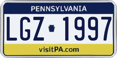 PA license plate LGZ1997