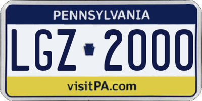PA license plate LGZ2000