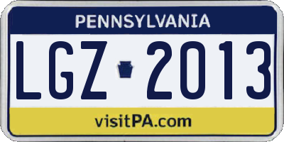 PA license plate LGZ2013