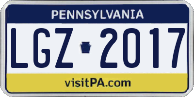 PA license plate LGZ2017