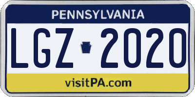 PA license plate LGZ2020