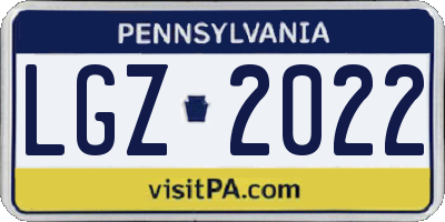PA license plate LGZ2022
