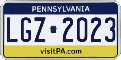 PA license plate LGZ2023