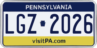 PA license plate LGZ2026