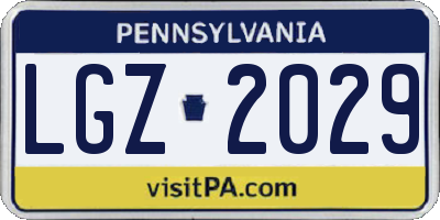 PA license plate LGZ2029