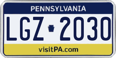 PA license plate LGZ2030
