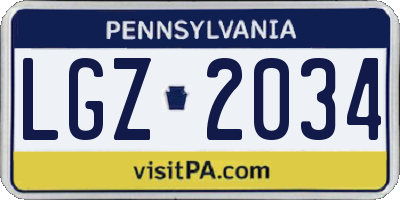 PA license plate LGZ2034