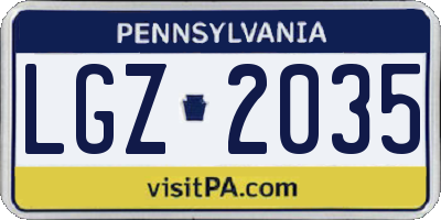PA license plate LGZ2035