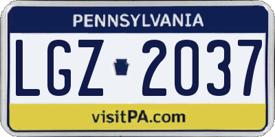 PA license plate LGZ2037