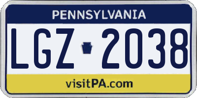 PA license plate LGZ2038