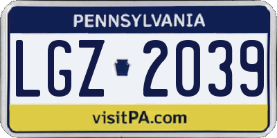 PA license plate LGZ2039