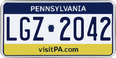 PA license plate LGZ2042