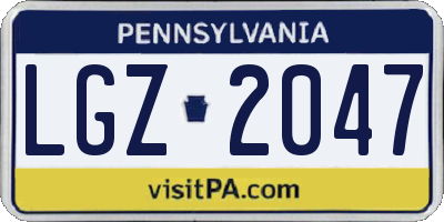 PA license plate LGZ2047