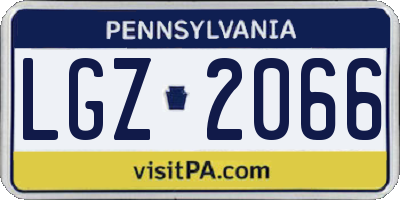 PA license plate LGZ2066