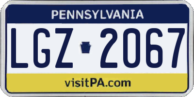 PA license plate LGZ2067